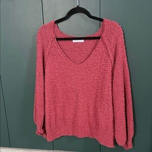 Pink Lily Textured Knit Sweater in Deep Pink